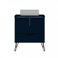 Manhattan Comfort 158GMC4 Rockefeller 26.38 Bathroom Vanity Sink 1.0 with Metal Legs in Tatiana Midnight Blue